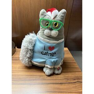 Gemmy Christmas Animated Musical Cat I LOVE CATNIP/BABY GOT BACK Plush Toy 11"